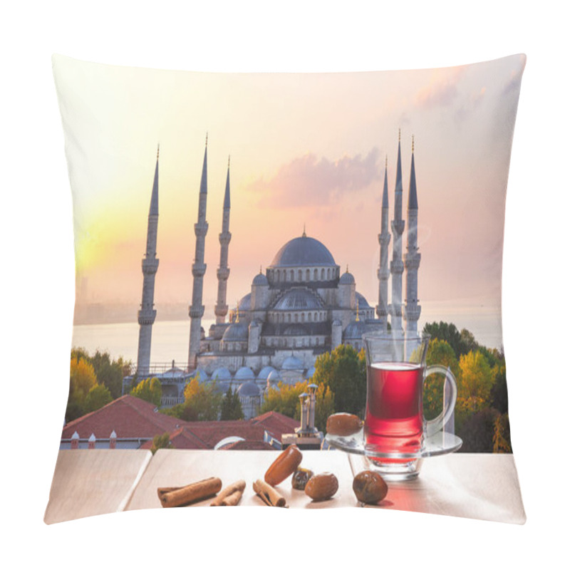 Personality  The Blue Mosque And Istanbul Tea With Cinnamon Sticks And Dates, Turkey Pillow Covers