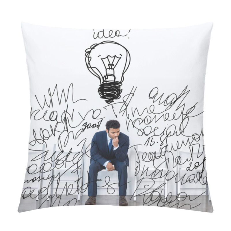 Personality  Businessman Sitting On Chair Pillow Covers