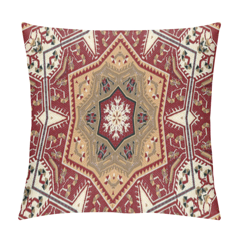 Personality  Abstract Ethnic Authentic Symmetric Pattern Ornamental Decorative Kaleidoscope Movement Geometric Circle And Star Shape Pillow Covers