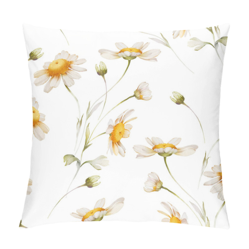 Personality  Seamless Pattern With Delicate Daisies On A White Background Pillow Covers