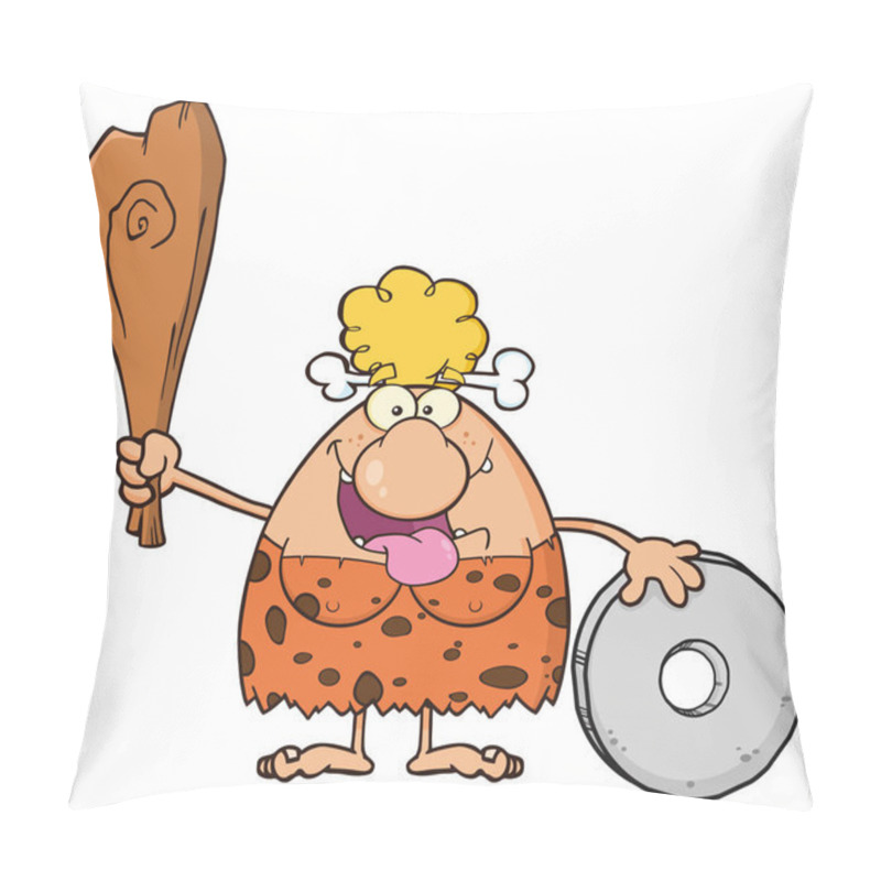 Personality  Happy Blonde Cave Woman Cartoon  Pillow Covers