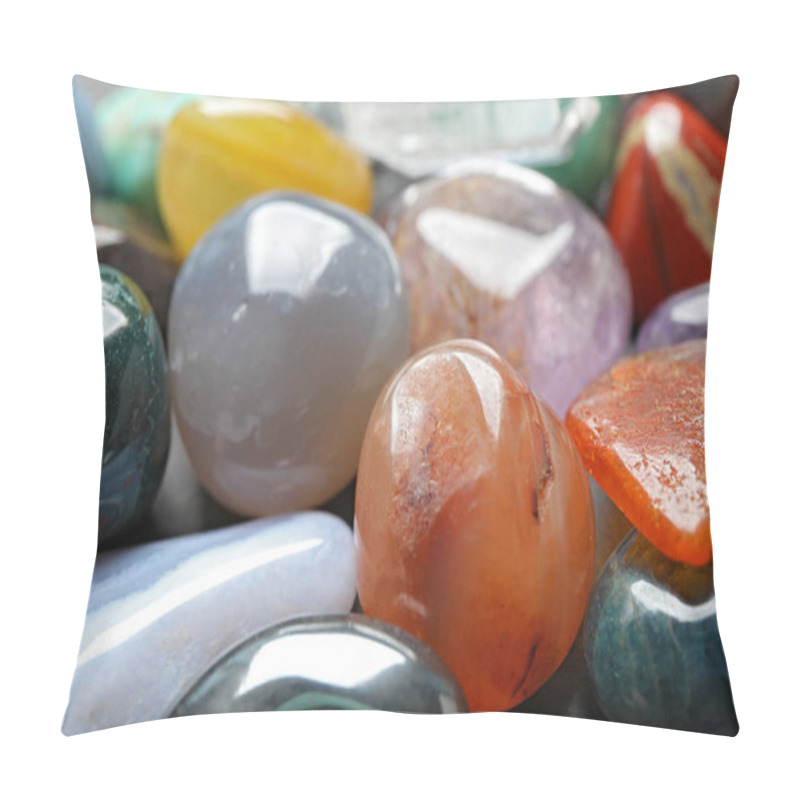 Personality  Different Precious Gemstones As Background, Closeup View Pillow Covers