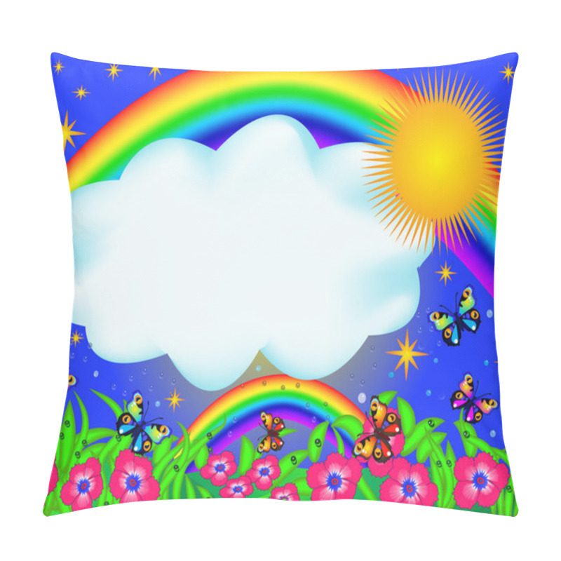 Personality  Field With Colour Butterfly And Rainbow Pillow Covers