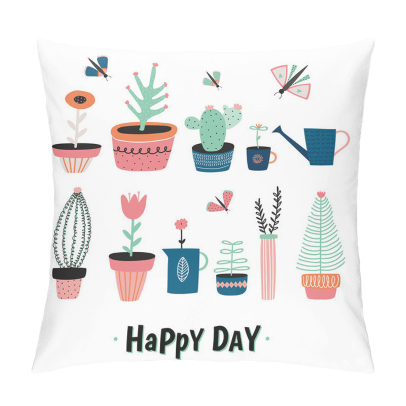 Personality  House Plants In Pots Set Pillow Covers