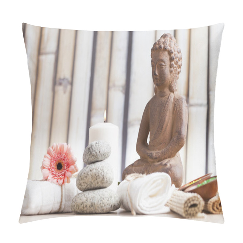 Personality  Wellness And Spa Concept With Buddha Figure Pillow Covers