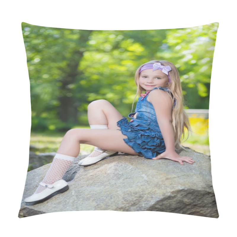 Personality  Little Girl In Jeans Dress Pillow Covers