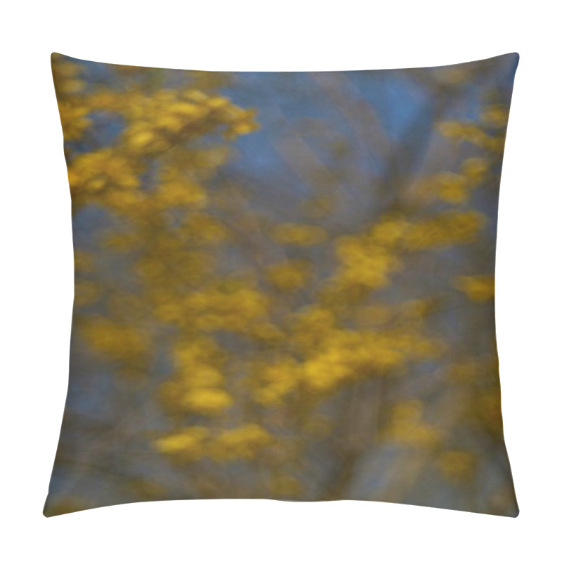 Personality  Blurred Yellow Blossoms Against A Blue Sky. Pillow Covers