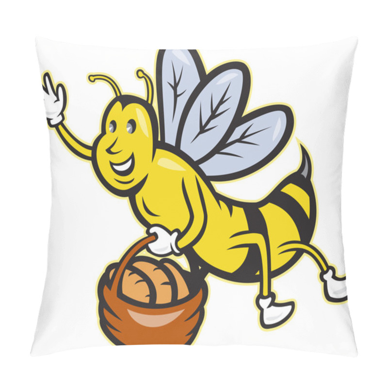 Personality  Bee Carrying Basket Bread Loaf Cartoon Pillow Covers