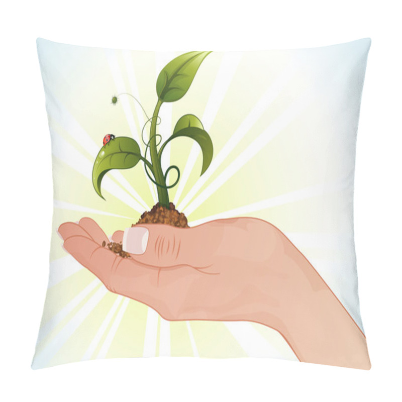 Personality  Woman Hand With The Sprout Pillow Covers