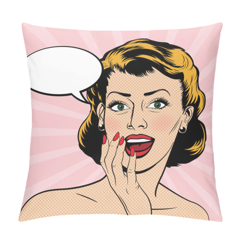 Personality  Vector Surprised Woman In The Pop Art Comics Style Pillow Covers