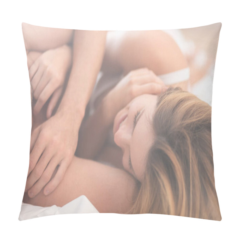 Personality  Young Attractive Lovers During Foreplay Before Sex Pillow Covers