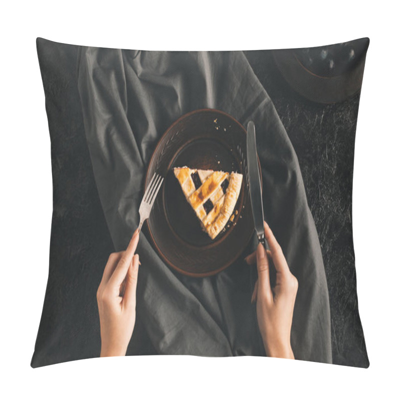 Personality  Woman Eating Berry Pie Pillow Covers