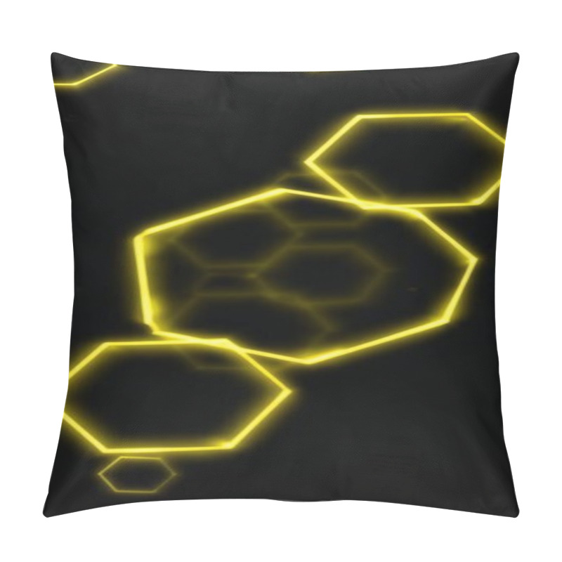 Personality  Glowing Yellow Hexagonal Shapes On A Dark Background Pillow Covers