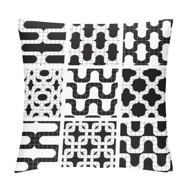 Personality  Set Of Grate Seamless Patterns With Geometric Figures, Ornamenta Pillow Covers