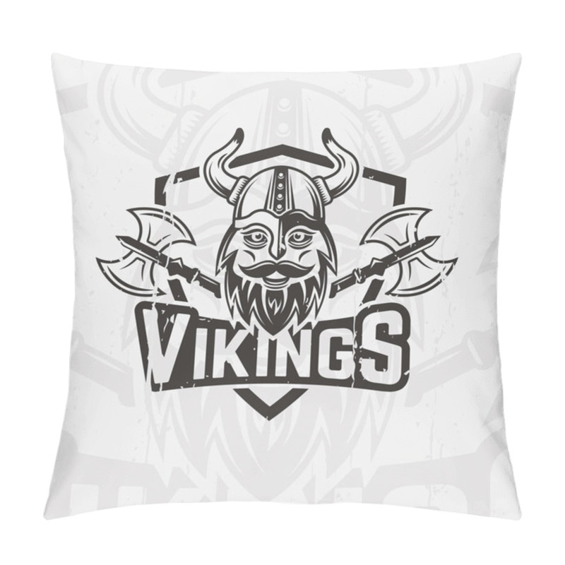 Personality  Viking In Horned Helmet Sport Team Vector Emblem Pillow Covers