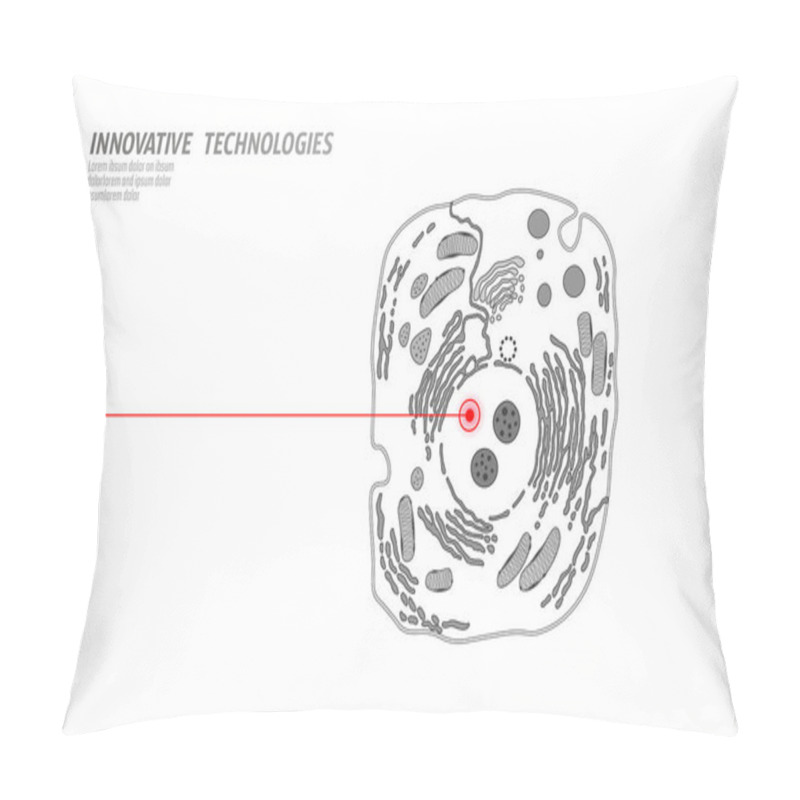 Personality  Microscopic Animal Cell. Modified GMO Human Cell Gene Therapy Engeneering. White Scheme Red Laser Vector Illutration Pillow Covers