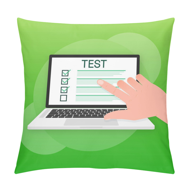 Personality  Infographic With Test Laptop. Test Laptop. Online Education Pillow Covers