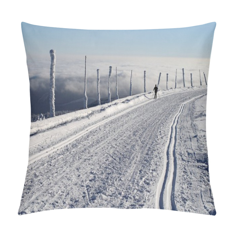 Personality  Cross Country Skiing On The Praded Mountain Pillow Covers