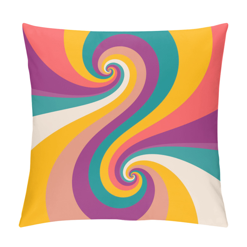 Personality  A Minimalistic Sixties Retro Art Style Background With Groovy Twisting Candy Stripes And Swirls Pillow Covers