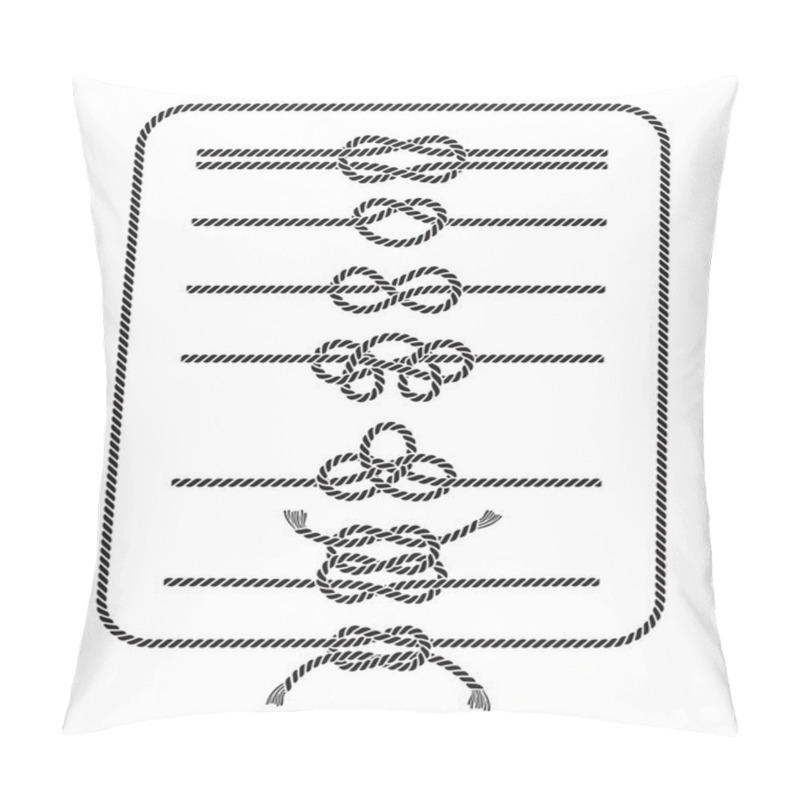 Personality  Rope Knots Silhouette Black Collection. Vector Illustrations.  Pillow Covers