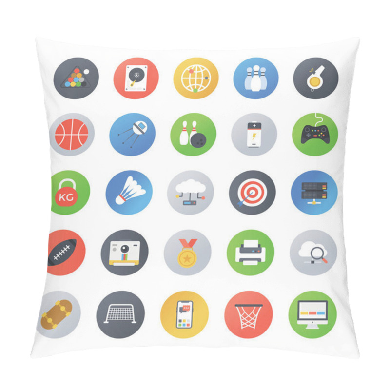 Personality  Flat Rounded Sports Icons  Pillow Covers