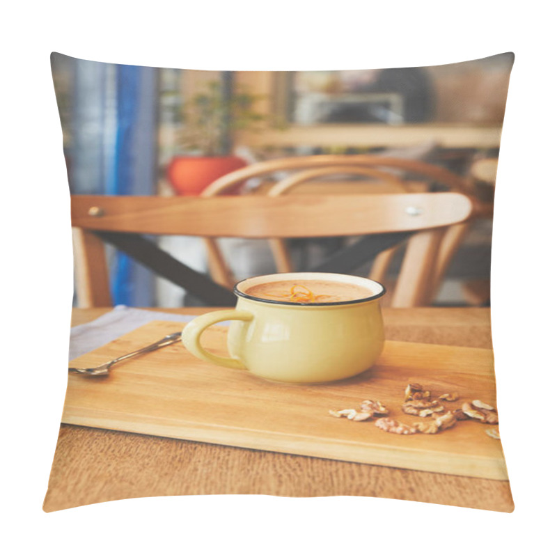 Personality  Cocoa Drink With Orange Peel And Nuts On Table Pillow Covers