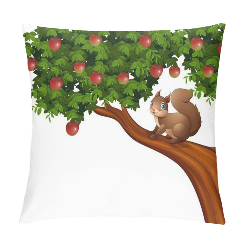 Personality  Cartoon Squirrel On Apple Tree Pillow Covers