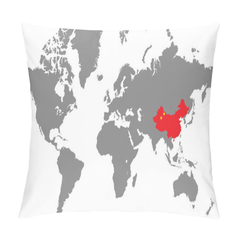 Personality  China In World Map, World Map, Geographic Map, China Map, China Border Line, Asia, Africa, Europe, North America, South America, Australia Oceania Pillow Covers