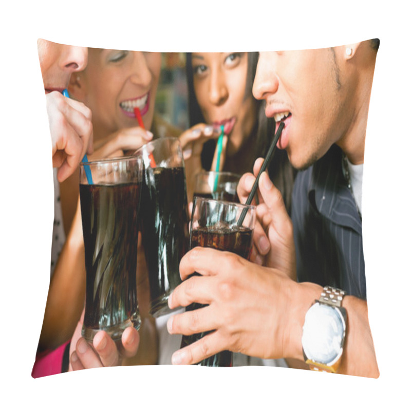 Personality  Friends Drinking Soda In A Bar Pillow Covers