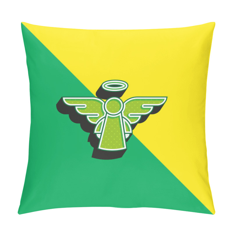 Personality  Angel Green And Yellow Modern 3d Vector Icon Logo Pillow Covers