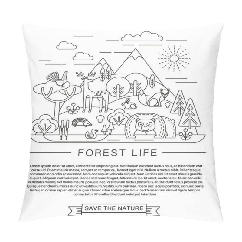 Personality  Vector Illustration Of Forest Life. Pillow Covers