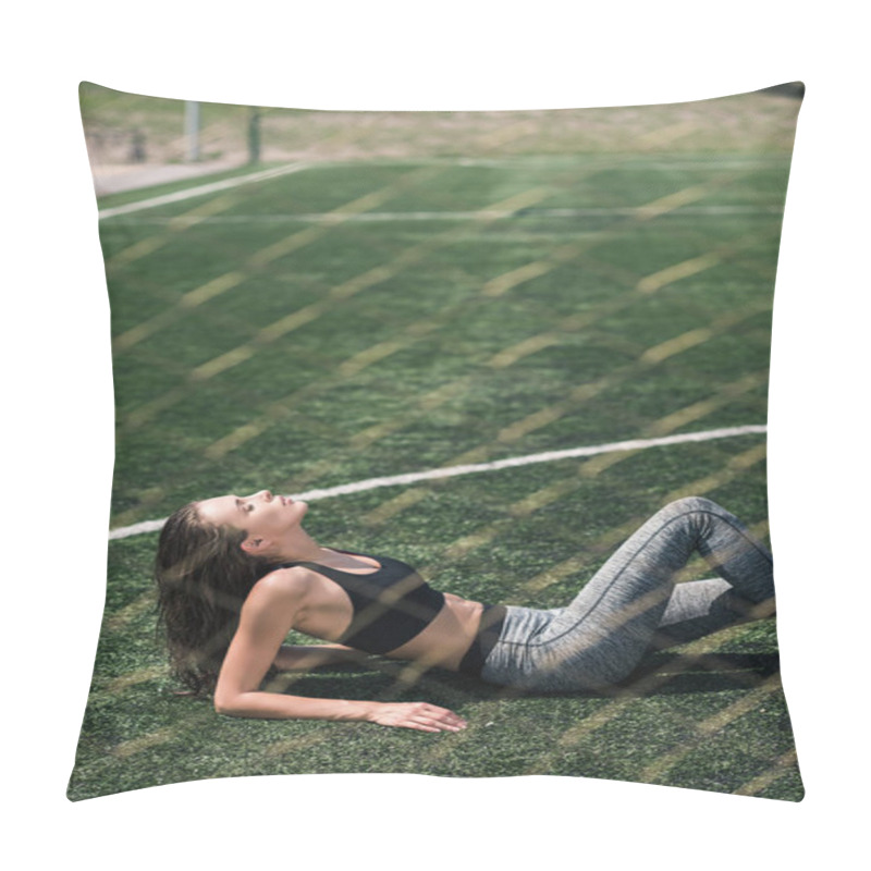 Personality  Woman Resting On Sports Field Pillow Covers