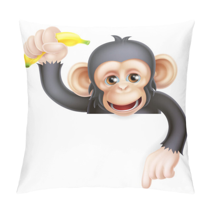 Personality  Banana Chimp Monkey Pointing Pillow Covers