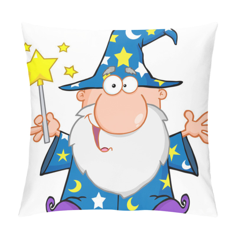 Personality  Funny Wizard Waving With Magic Wand Pillow Covers