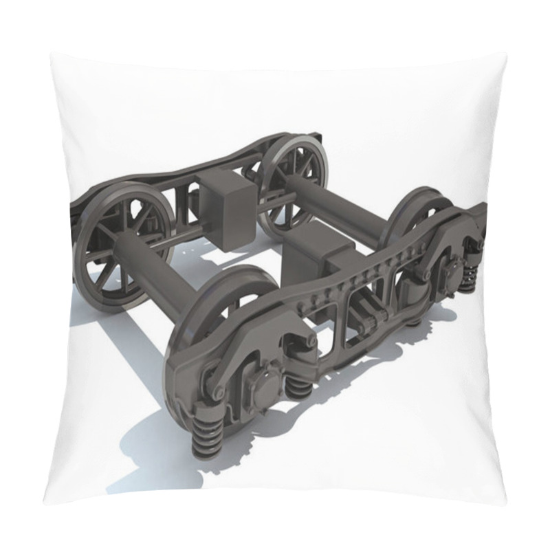 Personality  Train Wheels Bogie 3D Rendering Model On White Background Pillow Covers