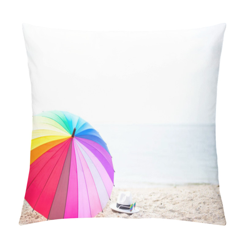 Personality  Beach Umbrella On A Sunny Day, Sea In Background, Select And Soft Focus Pillow Covers