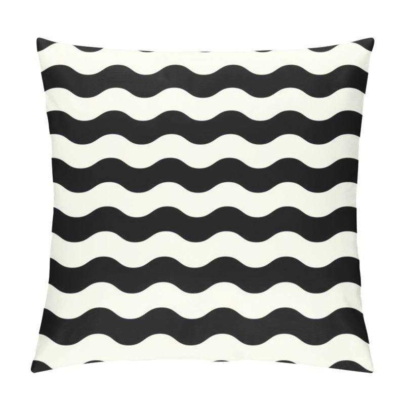 Personality  Retro Seamless Wave Pattern In Black And White Pillow Covers