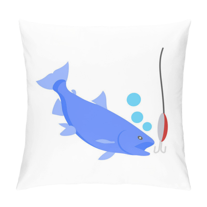 Personality  Fishing Vector Illustration -  Isolated Pillow Covers