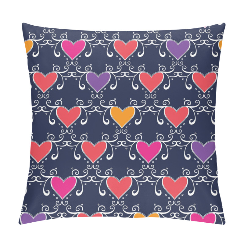 Personality  Blue Vector Wonderland Lovely Hearts Seamless Pattern Background Pillow Covers