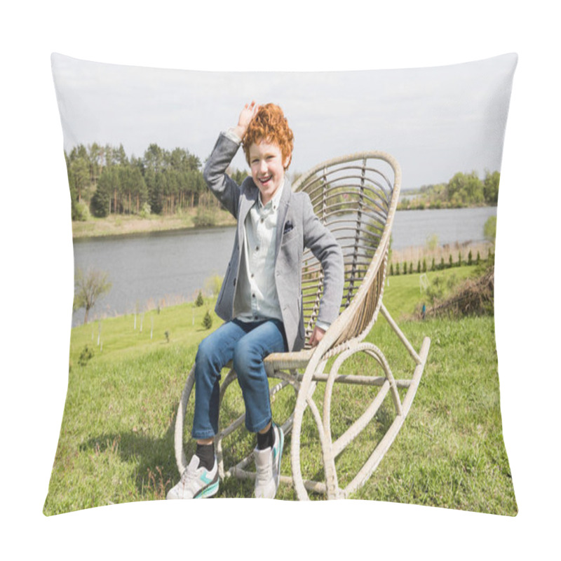 Personality  Child In Rocking Chair Pillow Covers