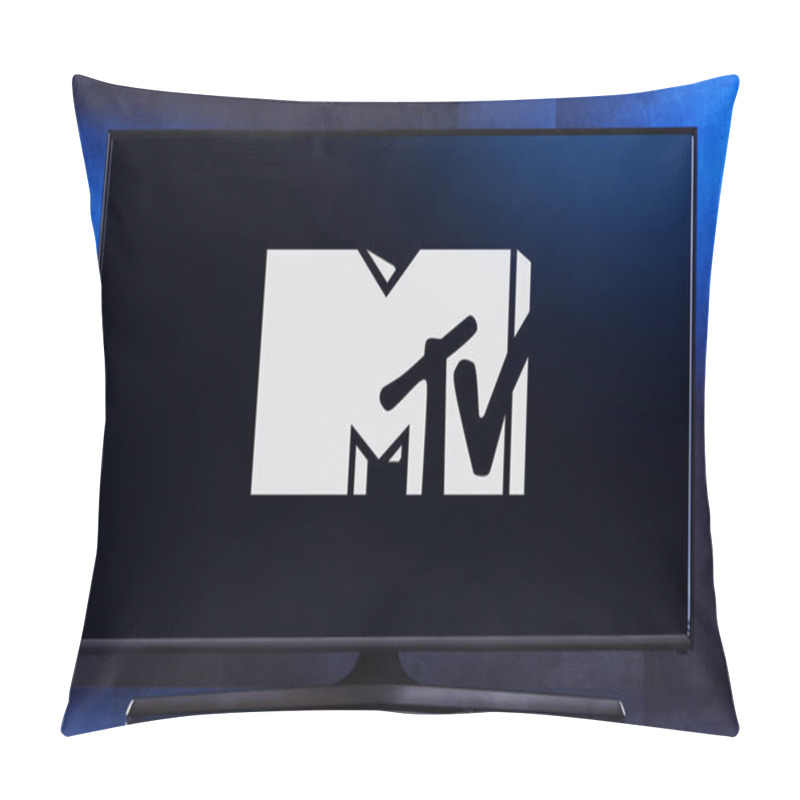 Personality  Flat-screen TV Set Displaying Logo Of MTV Pillow Covers