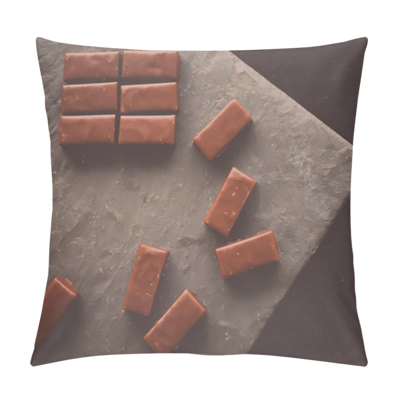 Personality  Sweet Swiss Chocolate Candies On A Stone Tabletop, Flatlay - Desserts, Confectionery And Gluten-free Organic Food Concept.  All You Need Is Chocolate Pillow Covers