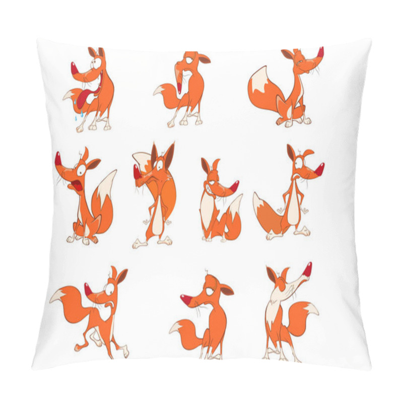 Personality  Cartoon Fox Set Vector Illustration  Pillow Covers