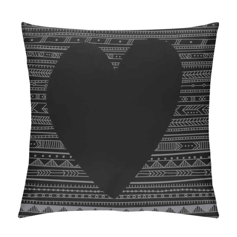 Personality  Black Heart On The Ethnic Tribal Style Background Pillow Covers