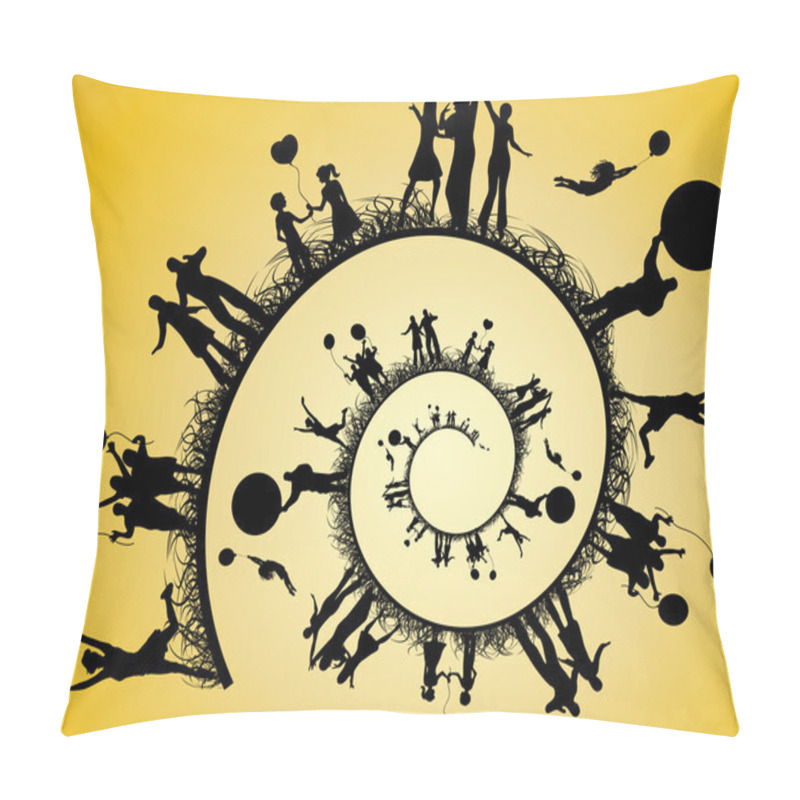 Personality  Silhouettes Of In A Spiral. Vector. Pillow Covers