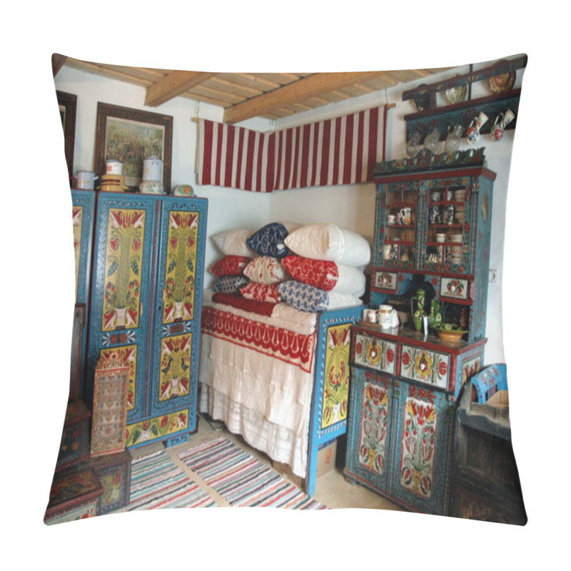 Personality  Traditional hungarian house interior in Transylvania, Romania pillow covers