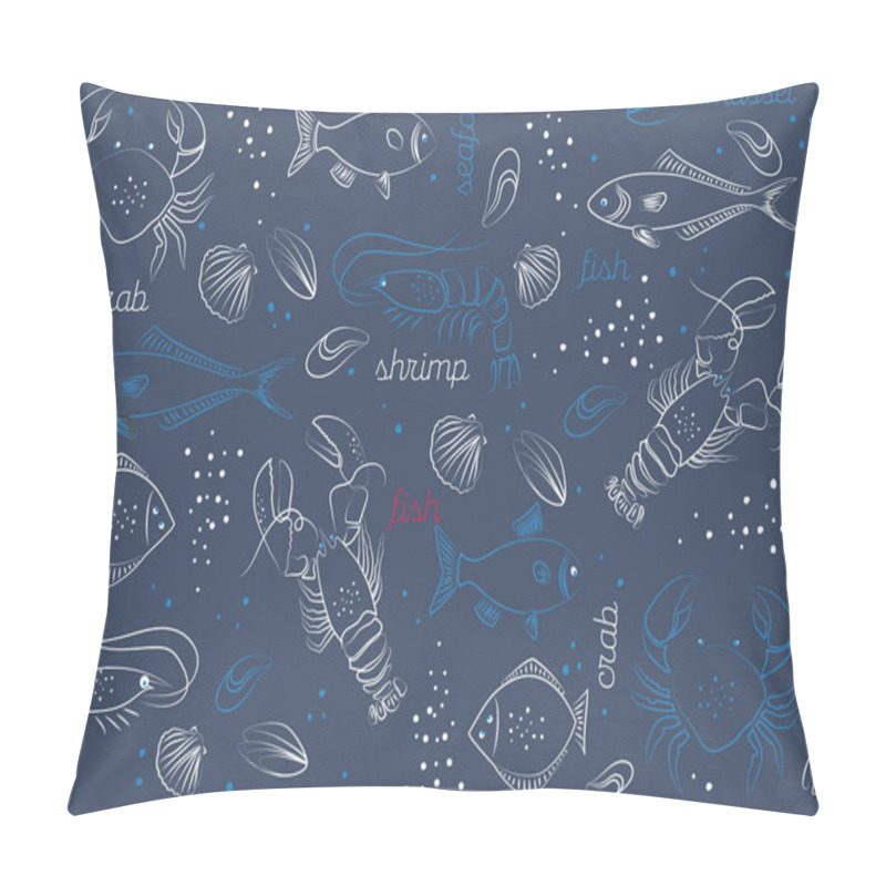 Personality  Seafood Pattern Seamless Design Graphic Pillow Covers