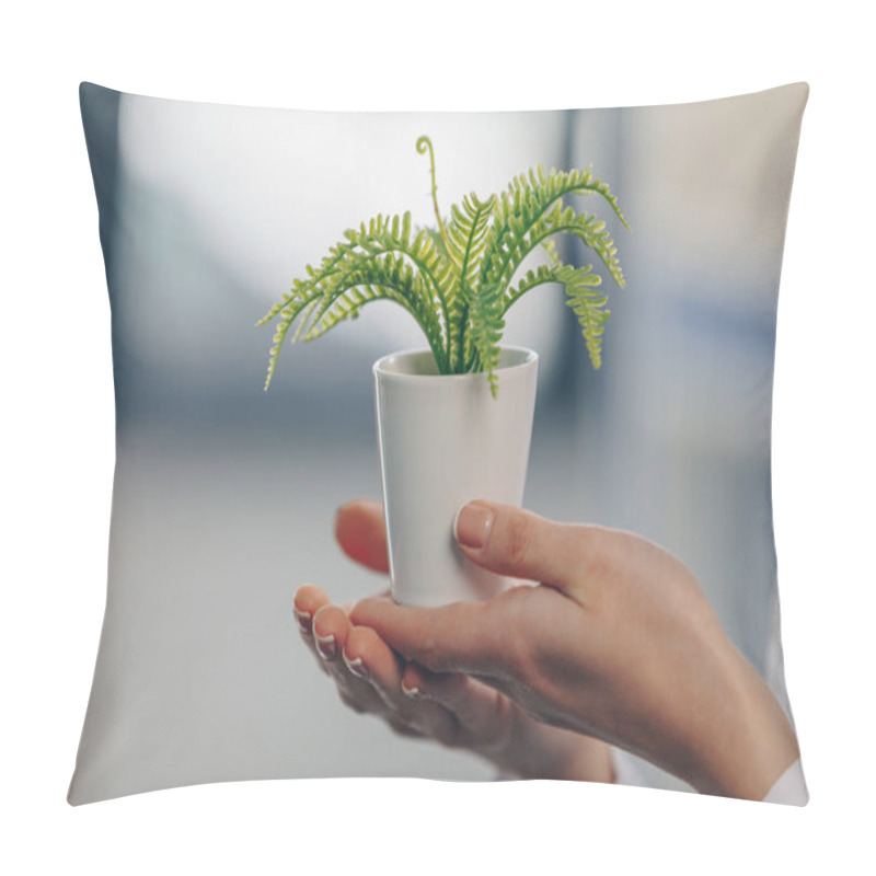 Personality  Fern Plant In Flowerpot Pillow Covers