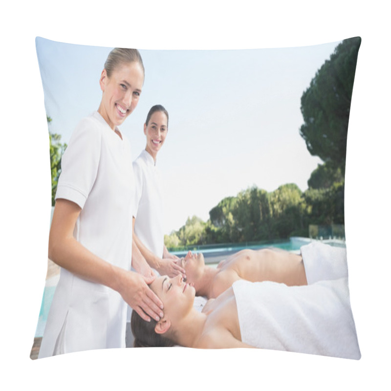 Personality  Masseuses Massaging Couple Pillow Covers