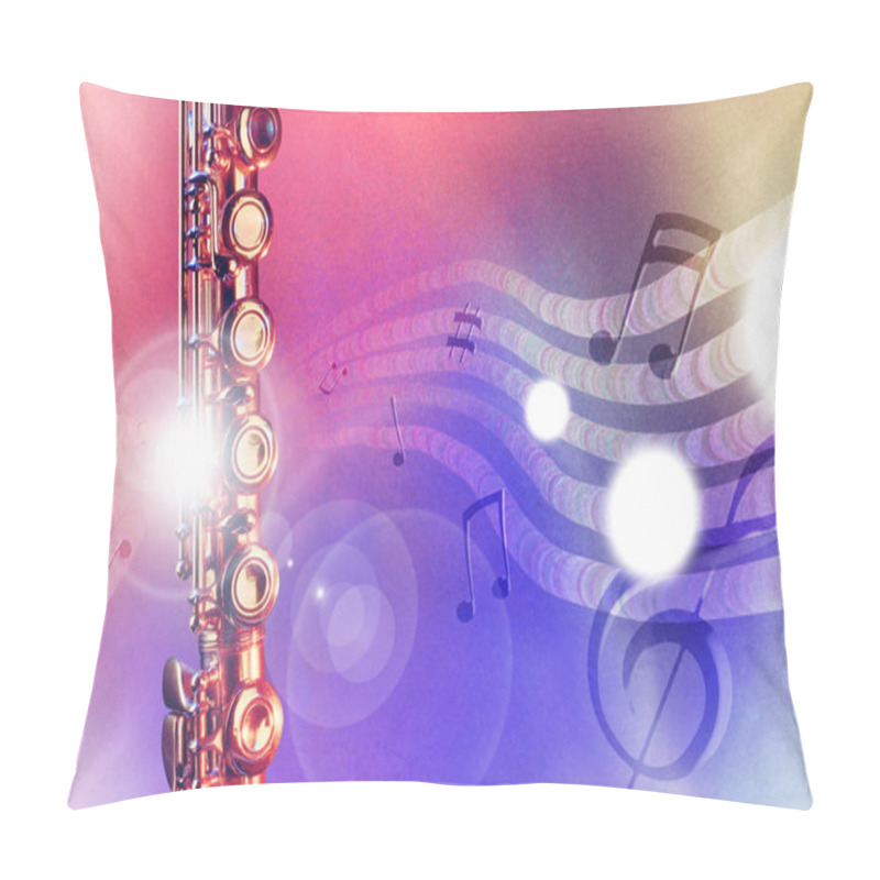 Personality  Illustration Transverse Flute With Red And Blue Lights Horizonta Pillow Covers